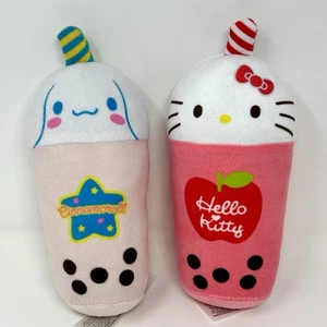 Sanrio Cinnamaroll & Hello Kitty Pink Boba Plush Stuffed Toys 7.5" Fiesta Kawaii - Picture 1 of 11