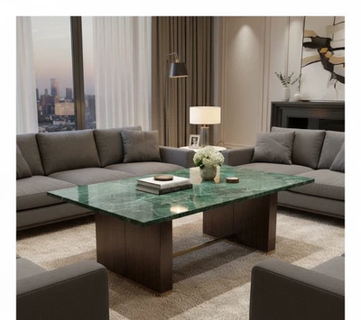 Malachite Stone Tabletop – Handmade Green Gemstone Coffee / Side Table - Image 1 of 4