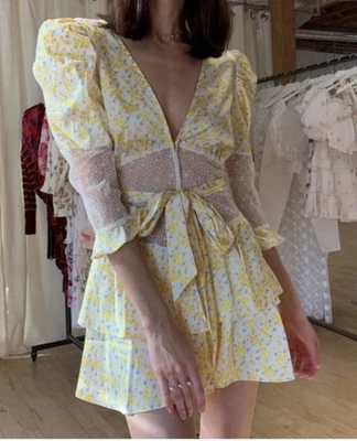 Vestido bata de narciso satinado For Love & Lemons x Victoria's Secret XS Foto 1 de 4