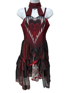Vampirjäger Kostüm Gothic rot schwarz Herz Cosplay Damen Kleid Halloween - Bild 1 von 10
