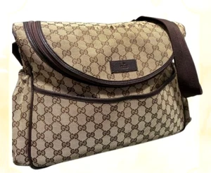 Gucci Shoulder Diaper Bag Monogram Canvas Beige Crossbody With Baby mat - Picture 1 of 20