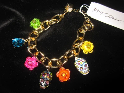 BETSEY JOHNSON DAY OF THE DEAD WITH FLOWERS AND BLING BRACELET - Image 1 of 4