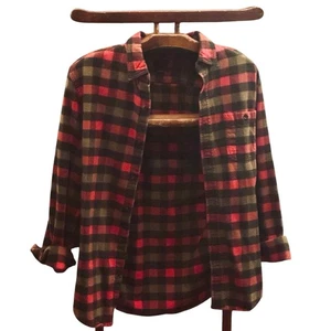 J. Crew Plaid Flannel Shirt Men’s M Rustic Red Green Elbow Patches Classic - Picture 1 of 4