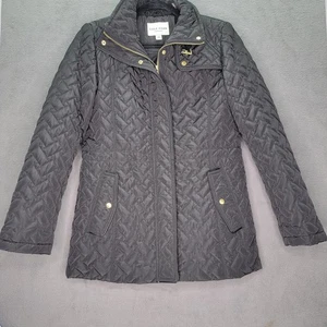 Cole Haan Jacket Womens Medium Quilted Belted Puffer Coat Gold Zip Signature - Picture 1 of 15