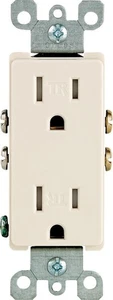 Leviton T5325-00T Decora 15A 125V Thermoplastic Duplex Light Almond Outlet - Picture 1 of 1