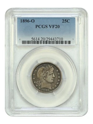 1896-O 25C PCGS VF20 - Barber Quarter - Key Date O-Mint Barber Quarter - Image 1 of 4