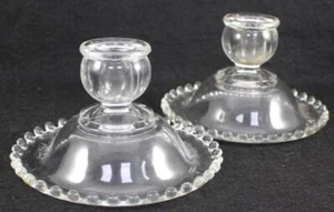 Grupo de dos velas transparentes Imperial Glass Ohio Candlewick - Imagen 1 de 4