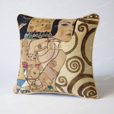 Gustav Klimt Lady Jacquard Weave Tapestry Pillow Cushion Cover Cotton 18”x18