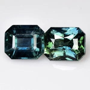 1,45 quilates y 5x4,5 mm _ OCTÁGONO ZAFIRO VERDE AZULADO NATURAL 2 PIEZAS PIEDRAS PRECIOSAS CALEFACCIÓN NORMAL - Imagen 1 de 11