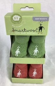 Smart Wool Infant Booties 0-3 Month 2 Pack Heather Orange Leaf Green 250607/SA - Picture 1 of 5