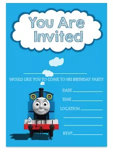 THOMAS THE TANK ENGINE INVITES BIRTHDAY PARTY INVITATIONS CHILDREN BOYS KIDS - Picture 1 of 3