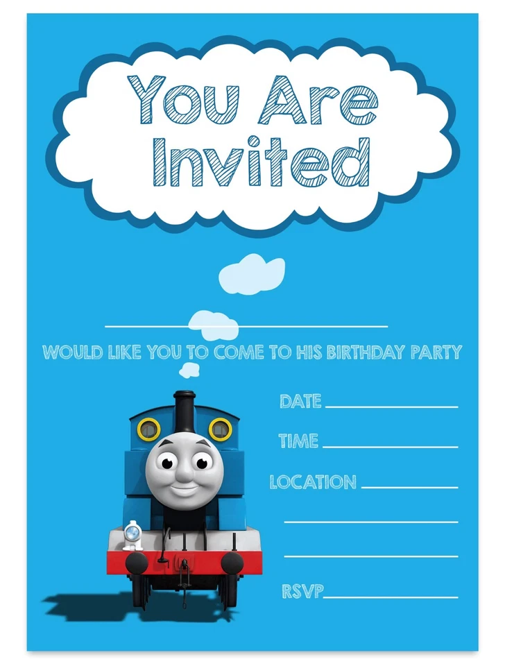 THOMAS THE TANK ENGINE  INVITES BIRTHDAY PARTY INVITATIONS CHILDREN BOYS KIDS - Image 1 of 1