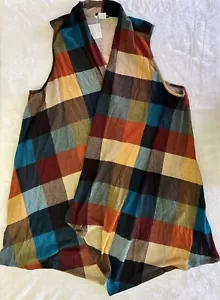 Heimish USA Knit Drapey Long Plaid Vest Sz 3XL NWT - Picture 1 of 4