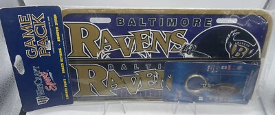 Vintage NFL Baltimore Ravens Keychain, License Plate, And Bumper Sticker NOS USA - Image 1 of 4