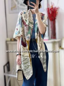 Sallys Quality 70% Cashmere 30% Silk Jacquard Wrap Scarf Animals Print Shawl 53" - Picture 1 of 40