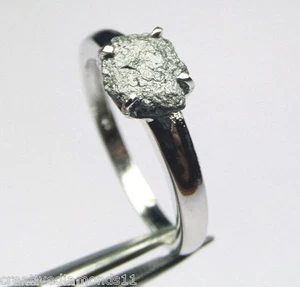 1.09+ ct Black Uncut Diamond Ring Black raw Rough Diamond Ring 925 Silver Ring - Picture 1 of 4