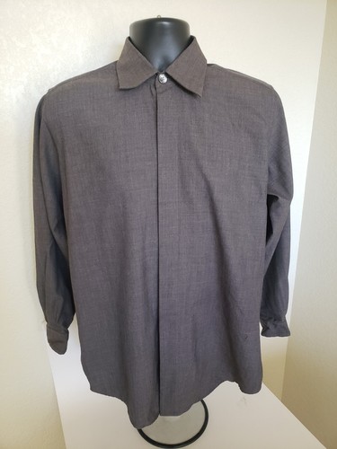 HERMÈS Camicia abito Hermes rara elegante da uomo grigia 100% lana made in France taglia 40