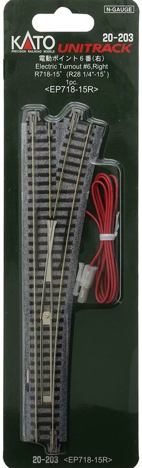 Kato N UniTrack Right Electric Turnout Switch 718mm 28 1/4″ Radius 15º ~ 20-203 - Image 1 of 1