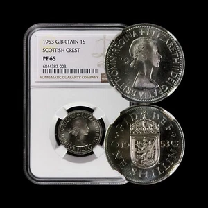 GREAT BRITAIN. 1953, Shilling - NGC PF65 - QEII, Crowned Scottish Shield 013 - Picture 1 of 5