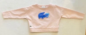 Girls LACOSTE Pink Long Sleeve Sweatshirt Blue Alligator with Heart Logo Size 4  - Picture 1 of 5