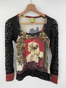 Save The Queen Italy Langarm Mesh Printed Top Medium Avante Garde - Bild 1 von 7