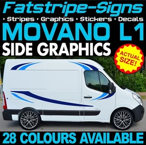 para adaptarse VAUXHALL MOVANO L1 SWB PEGATINAS GRÁFICAS RAYAS FURGONETA CONVERSIÓN - Imagen 1 de 2