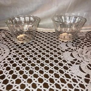 Vintage Pair Fire King #422 Custard Cups/ Ramekins 5oz Clear Glass Scalloped Rim - Picture 1 of 4