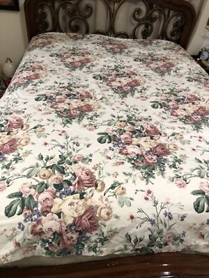 VTG Floral Custom Made Duvet Cover 1 Sham French Country Cottage 82” X 84” Full - Image 1 of 4