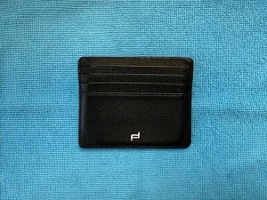 Porsche Design Black Leather Card Holder Wallet - Crosshatch Pattern - Authentic - Picture 1 of 6