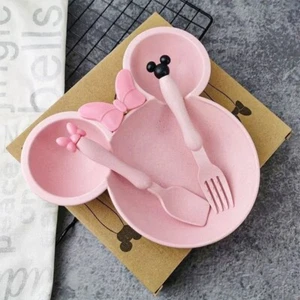 3 pcs/set cartoon baby bowl tableware wheat straw children's dishes - Picture 1 of 4