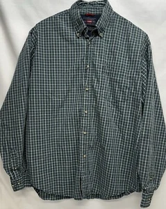 Wrangler Men's Shirt Long Sleeve Button Up Plaid Green Cool River Cotton Large - Picture 1 of 4