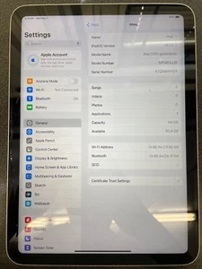 Apple iPad 10th Gen 64GB, Wi-Fi, 10.9 in-Silver -Cracked glass - Afbeelding 1 van 4