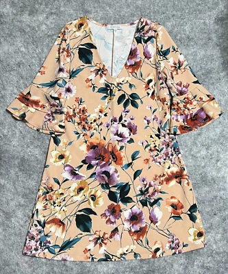 Vestido para mujer The Vanity Room XL naranja cambio midi floral manga campana con volantes 3/4 Foto 1 de 4