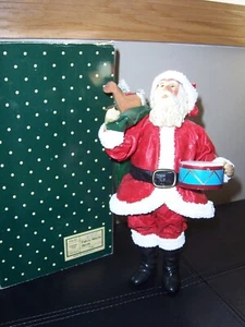 Fabric Paper Mache 10" Santa Claus W Sack Of Toys and Drum - Picture 1 of 4