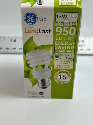 GE 314-0088 Spiral Light Bulb 15W ES 4K Cool White 950 Lumen Energy Saving - NEW - Image 1 of 4