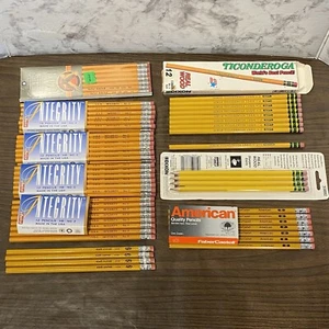 74 VTG Made In USA No 2 Pencils FaberCastell Dixon Berol Empire Unused Old Stock - Picture 1 of 14