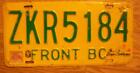 Single Mexico State Of Baja California (Frontier Zone) License Plate - Zkr5184