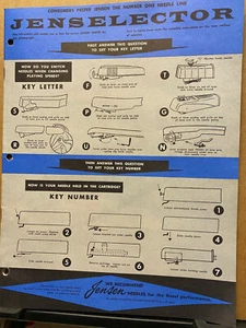 Vtg 1957 Jensen Industries Selector Guide Phono Record Player Needles Catalog 92 - Picture 1 of 4