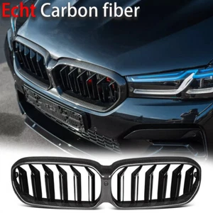für BMW F90 M5 21-23 Carbon Kühlergrill Doppelsteg Grill Nieren Glanz Schwarz - Bild 1 von 12