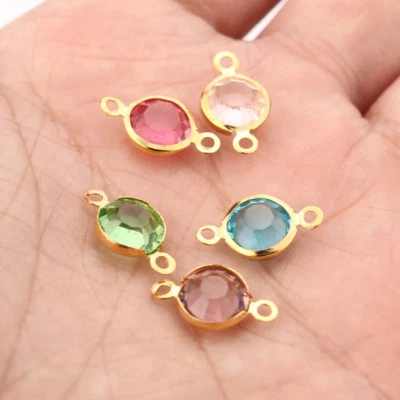 Dijes de cristal conector de acero inoxidable dorado 50 piezas hágalo usted mismo fabricación de joyas 8,5 * 15 mm Foto 1 de 4
