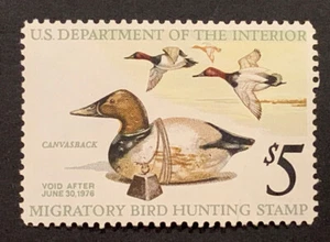 Travelstamps: US Stamps scott #rw42 $5.00 issue of 1975 Mint Original Gum Hinged - Picture 1 of 6