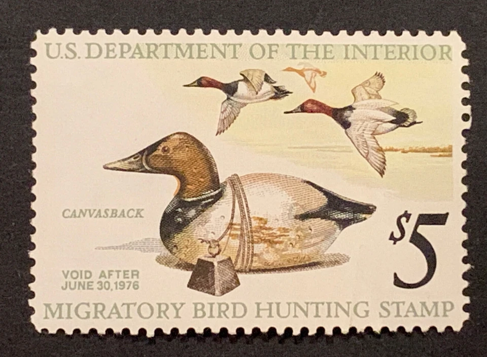 Travelstamps: US Stamps scott #rw42 $5.00 issue of 1975 Mint Original Gum Hinged - Image 1 of 4