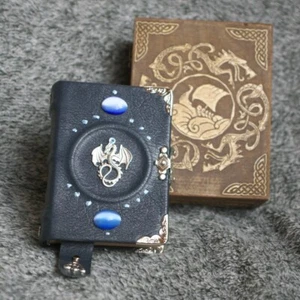 Celtic Dragon themed Handmade leather craft paper notebook in wooden box - Picture 1 of 8