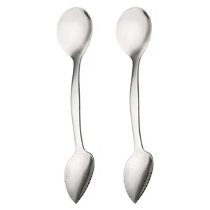 2PCS Stainless Steel Grapefruit Spoons Double- Digging Scoop Multipurpose Fruit - Picture 1 of 12