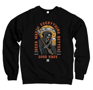 Herren Pullover Sweater Spruch - Bier macht alles besser - Reaper Crew - Picture 1 of 1