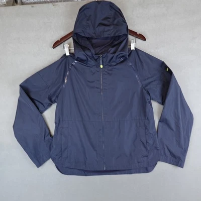 Jaqueta de chuva feminina BMW Motorsport com capuz tamanho XS azul corta-vento zíper frontal - Imagem 1 de 4