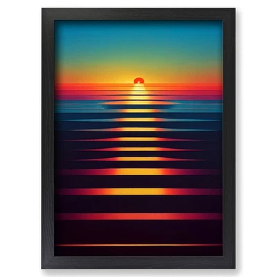 Framed Tantalising Abstract Sunset Wall Art Canvas Print Poster Picture, Decor - Image 1 of 4
