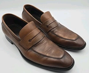 Mocassini Ermenegildo Zegna in pelle marrone A4074XCA07 US taglia 8,5 - Foto 1 di 8
