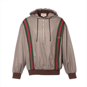 Gucci GG Cotton & Polyester Hoodie M Men's Beige×Brown 655153 Sherry Line Brand - Picture 1 of 8