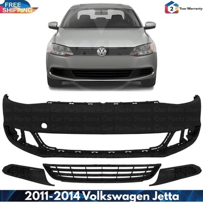 Front Bumper Cover Fascia & Lower Grille Kit For 2011-2014 Volkswagen Jetta - Изображение 1 из 4
